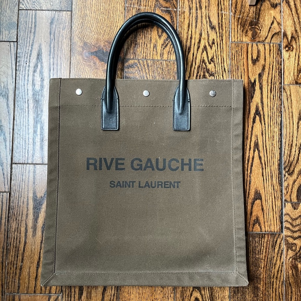 Saint Laurent Rive Gauche Tote Bag in Olive Brown